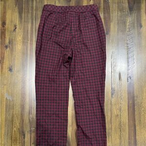 J. Jill Essential Ponte Slim-Leg Pants Red Black Plaid - XS